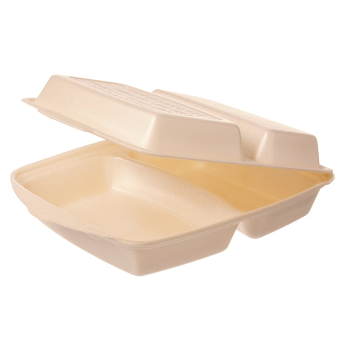 Dinnerbox in Beige aus XPS - 280 x 220 x 75mm - ca. 4600ml - zweigeteilt - laminiert