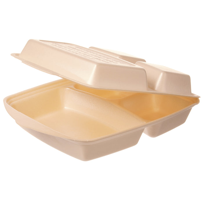 Dinnerbox in Beige aus XPS - 280 x 220 x 75mm - ca. 4600ml - dreigeteilt - laminiert