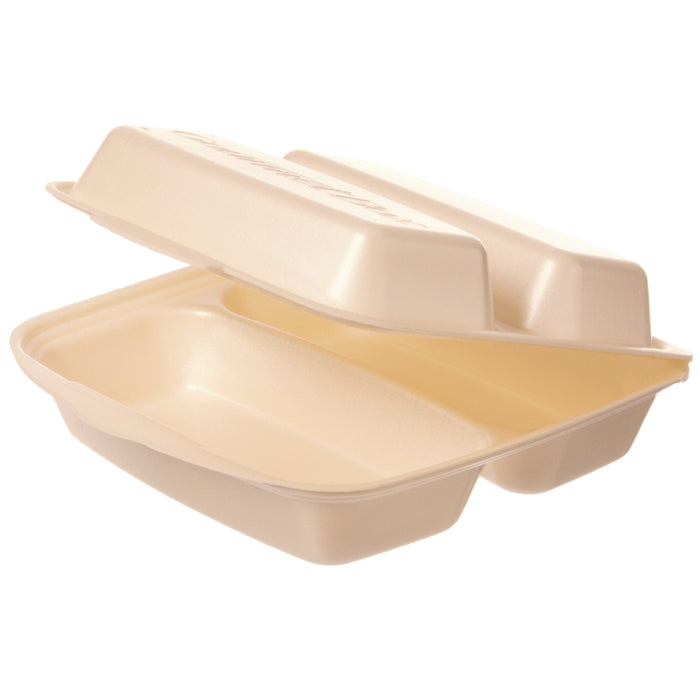 Isolierte Gourmetboxen in Beige aus XPS -  230 x 225 x 75mm - ca. 3800ml - zweigeteilt - laminiert