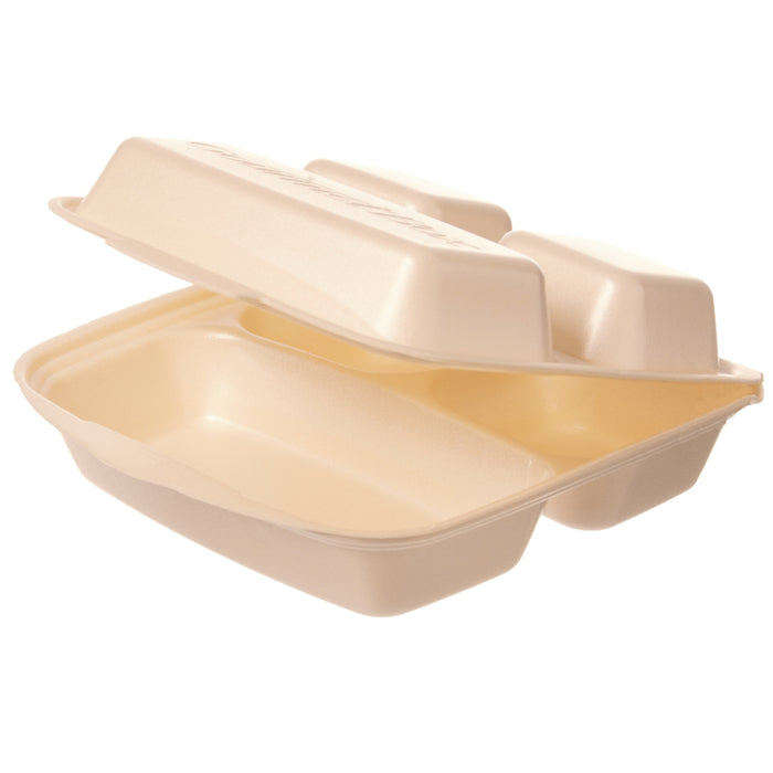 Isolierte Gourmetboxen in Beige aus XPS -  230 x 225 x 75mm - ca. 3800ml - dreigeteilt - laminiert