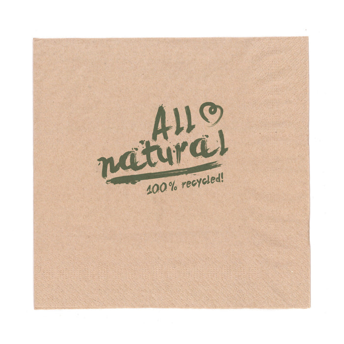 All Natural Servietten 40 x 40cm in naturbraun - 1/4 Falz - zweilagig - mit Logo