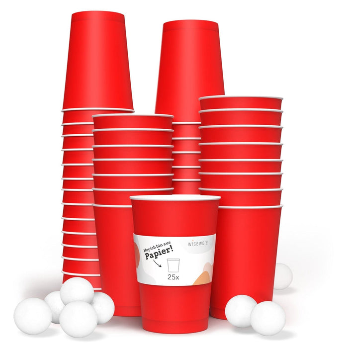 Papier Becher (Beerpong) - rot 473ml (16oz) Ø 90mm - 10 Stk ohne Bälle (offline Produkt)